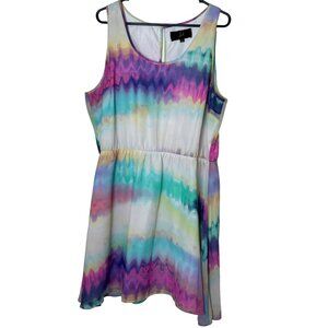 Jack by BB Dakota Tie Dye Dress 1X Sleeveless Fit Flare Keyhole Back